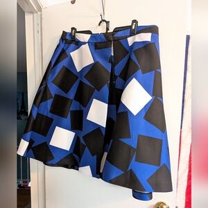 Lane Bryant Blue and Black Geometric Skater Skirt